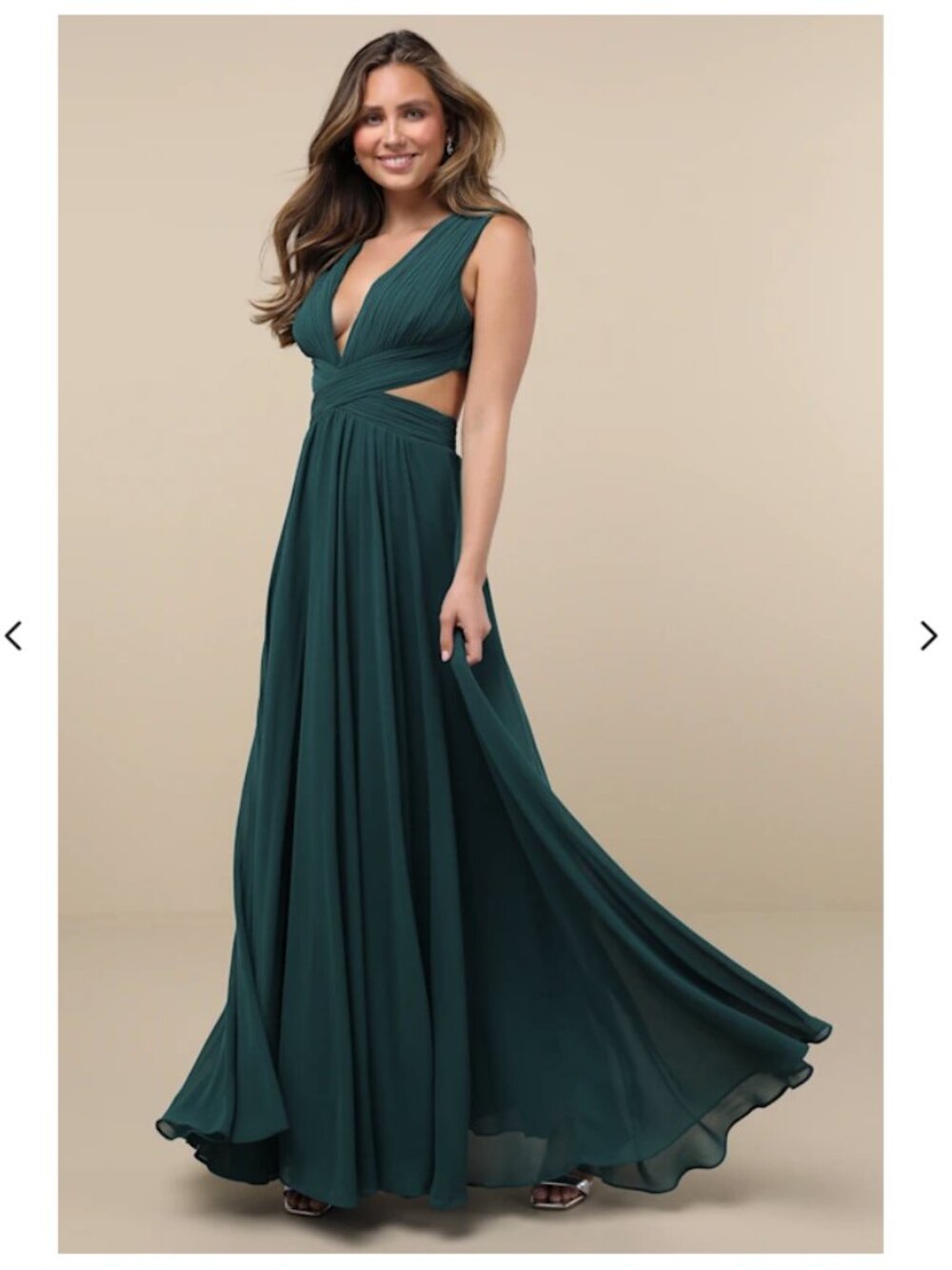 Lulu's Forest Green Sleeveless Maxi Dress with Cutout Waist